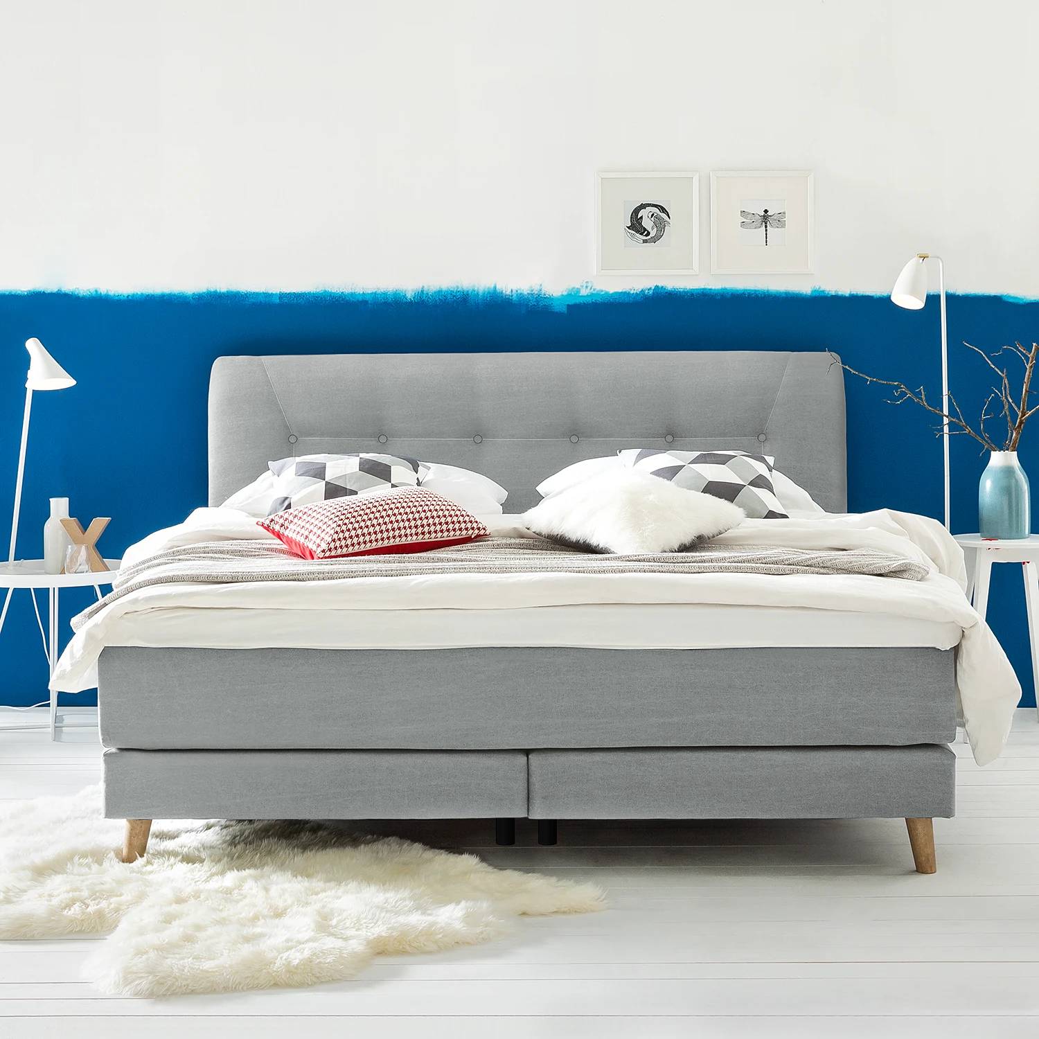Mørteens Boxspringbett Mälby 140x200 cm Webstoff Hellgrau mit Matratze/Topper Mørteens Boxspringbett Mälby 140x200 cm Webstoff Hellgrau mit Matratze/Topper von Mørteens