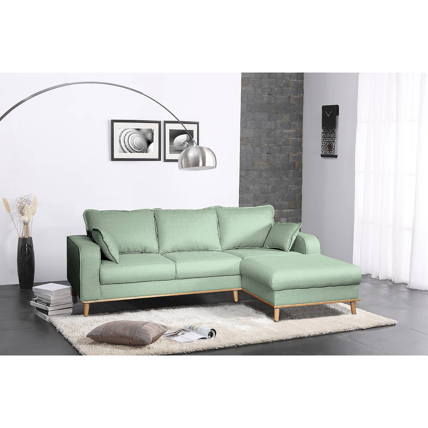 Mørteens Ecksofa Greeneville Mint Strukturstoff 230x84x154 cm von Norrwood