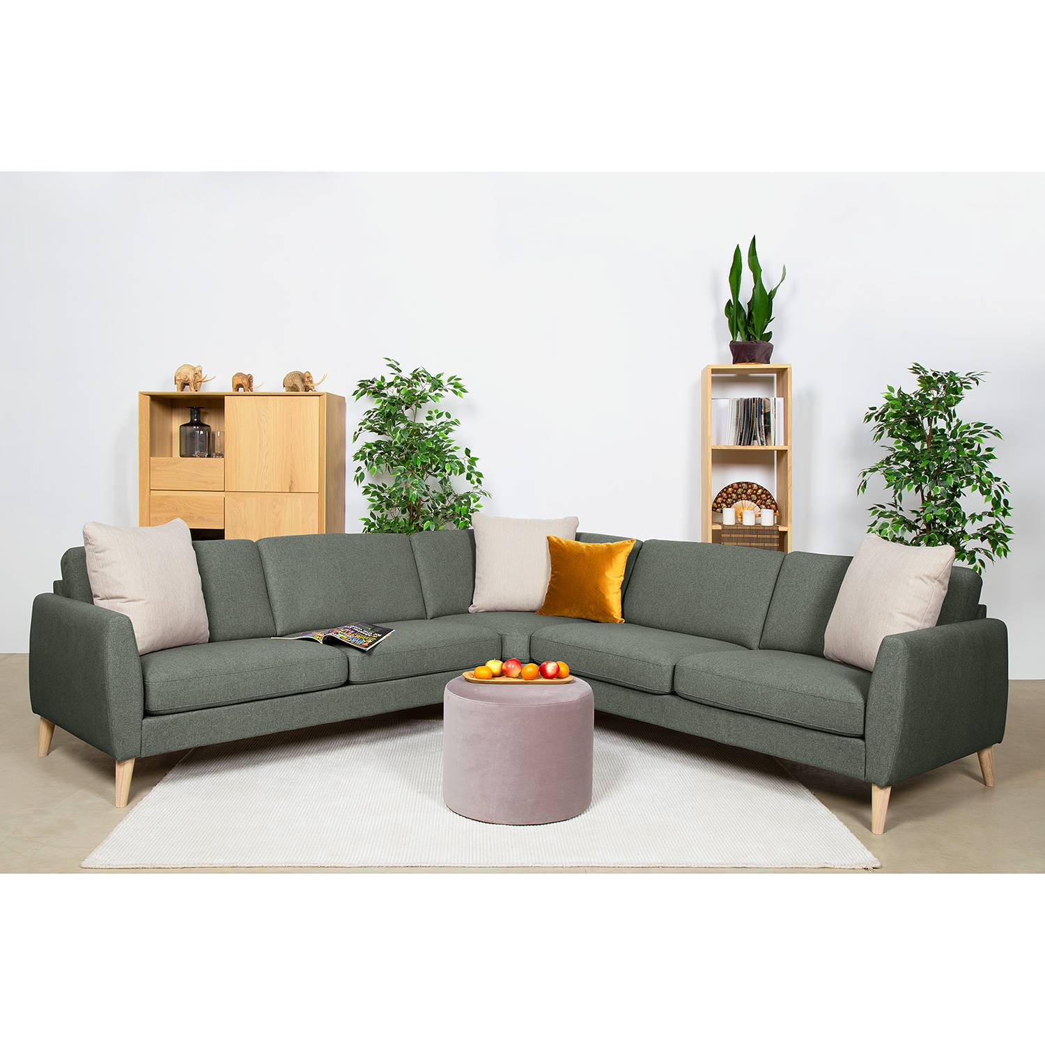 Mørteens Ecksofa Kustavi Grau Strukturstoff 320x80x269 cm (BxHxT) Skandi von Norrwood