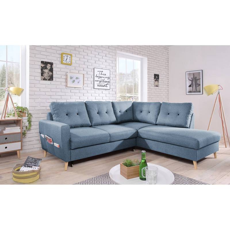 Mørteens Ecksofa Sola II Taubengrau Webstoff 230x90x198 cm mit Schlaffunktion von Mørteens