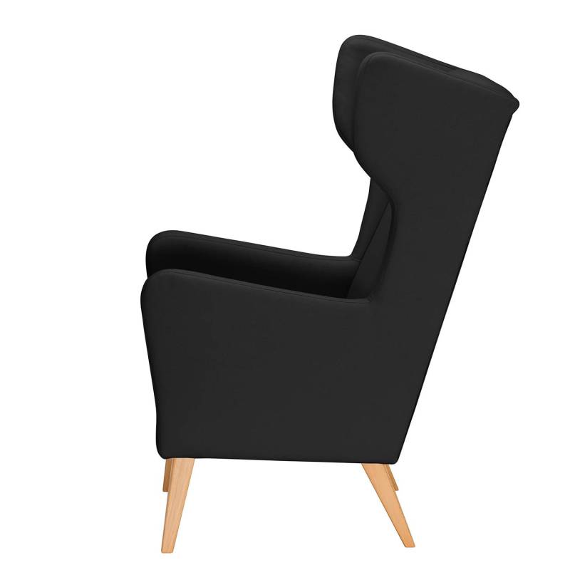 home24 Ohrensessel Strukturstoff Grau/Anthrazit Webstoff ohne Hocker 66 x 110 x 87cm von home24