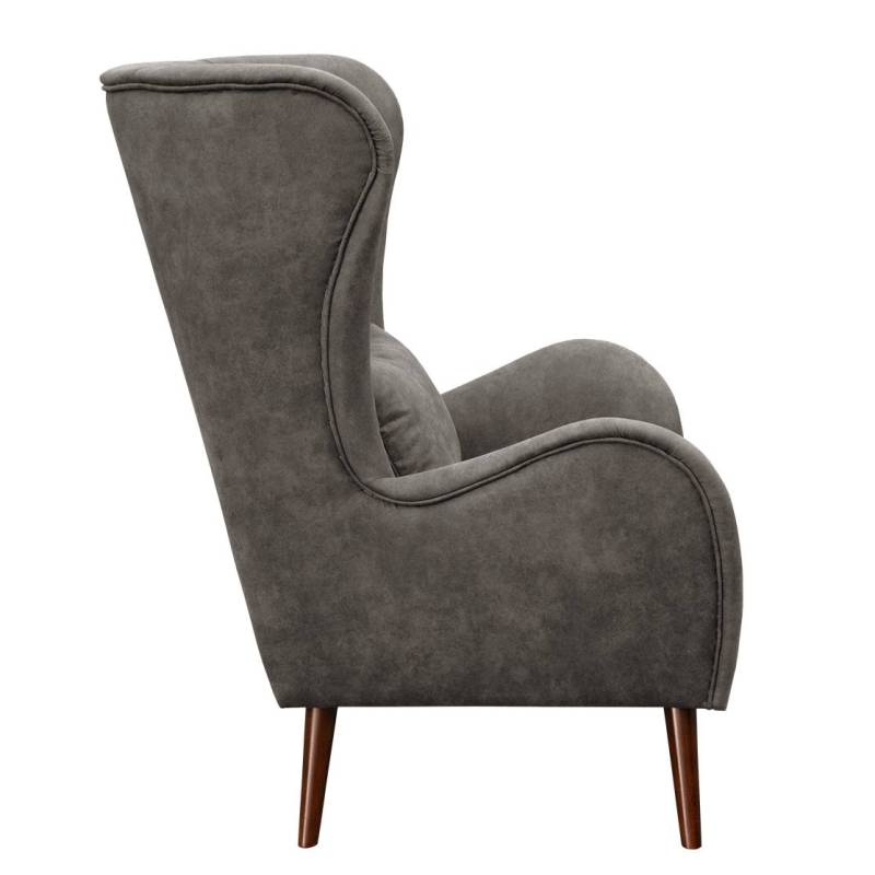 home24 Ohrensessel Lebon II Grau/Dunkelgrau Webstoff 78 x 118 x 94cm von home24