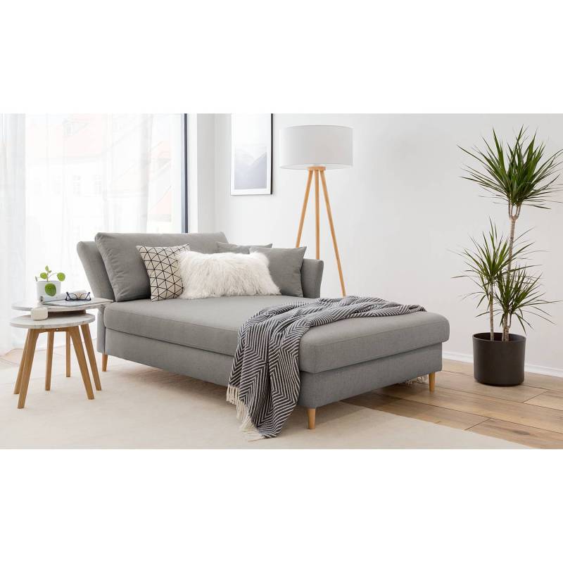 home24 Recamiere Hillarys II Grau/Grau Webstoff 101cm Ausrichtung links Skandi von home24