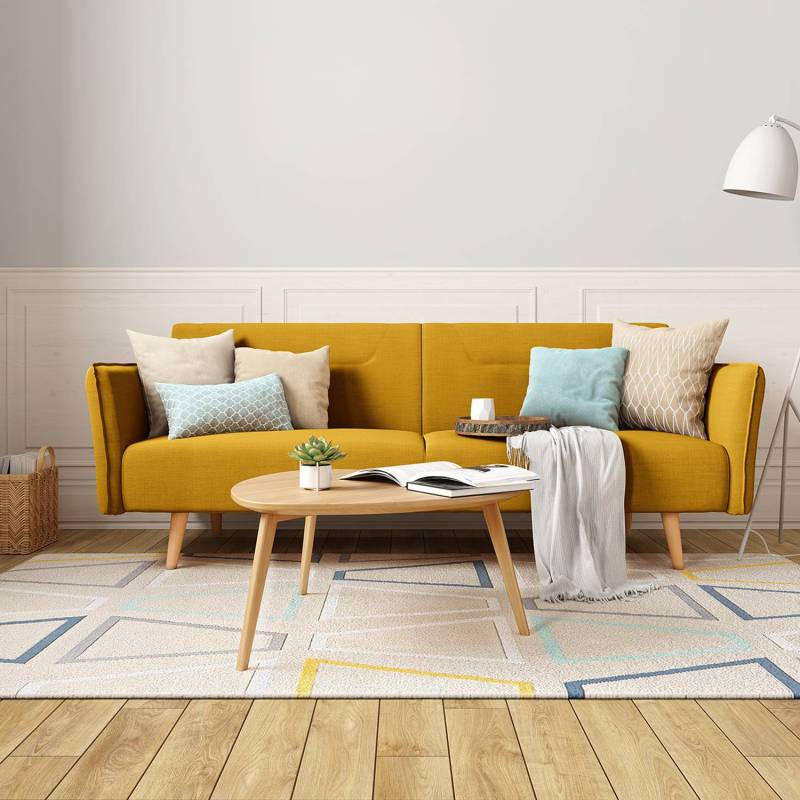 home24 Schlafsofa Asbro Gelb Webstoff Radis 220 x 83 x 97cm Skandi von home24