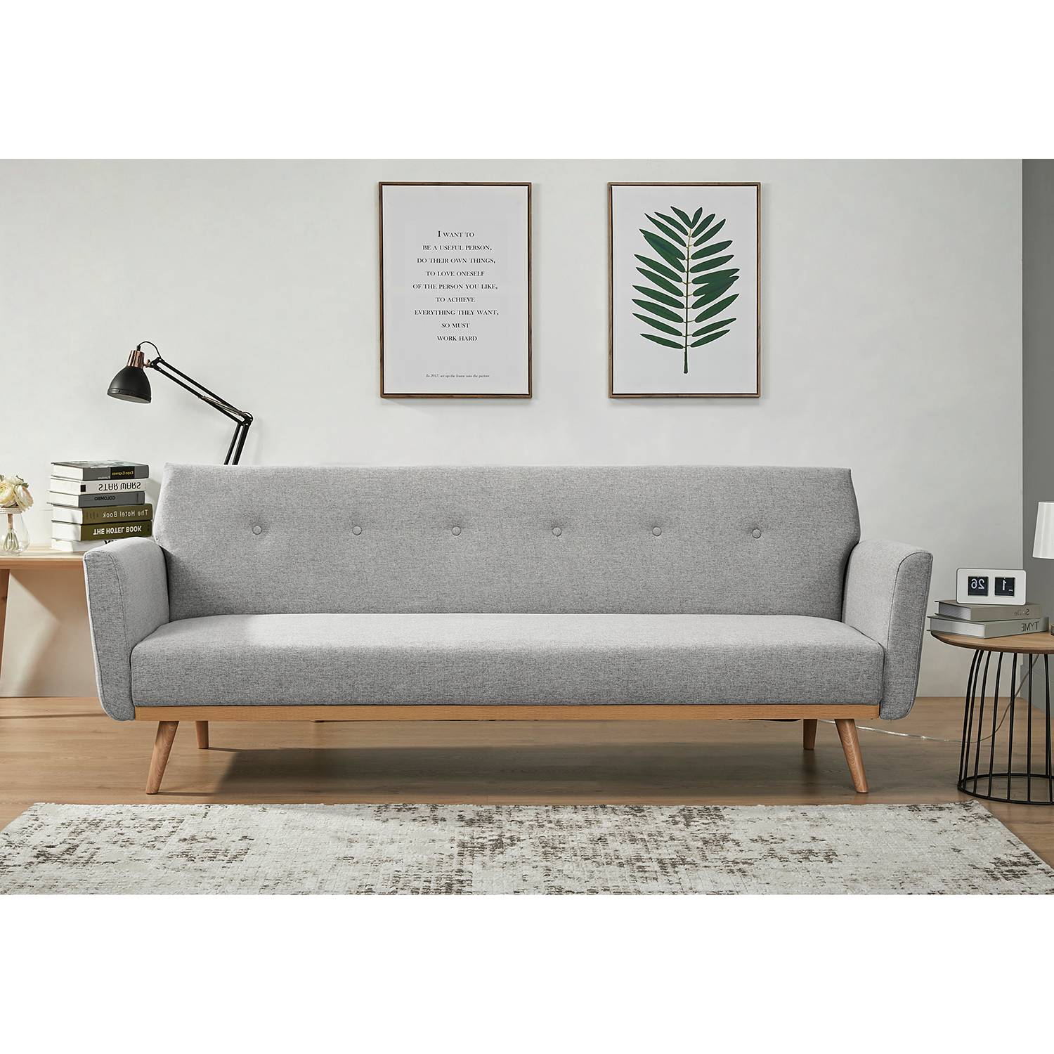 Mørteens Schlafsofa Posen Hellgrau Filz 212x79x85 cm mit Schlaffunktion von Mørteens