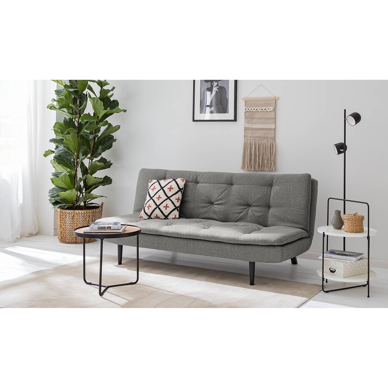 Mørteens Schlafsofa Rawson Grau Webstoff 190x87x101 cm mit Schlaffunktion von KiYDOO