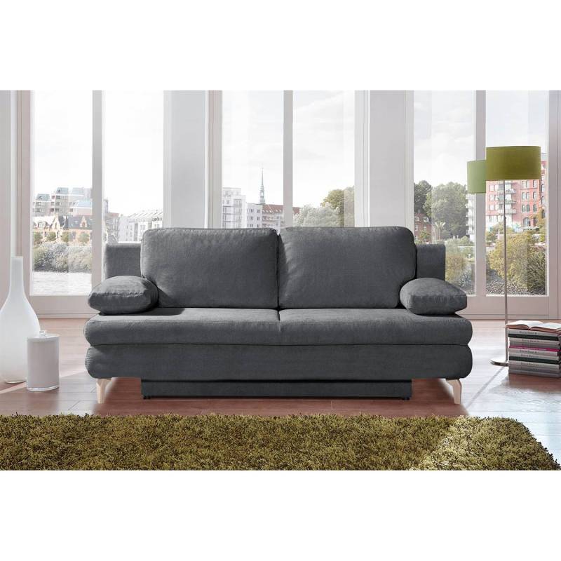 Mørteens Schlafsofa Seiling Grau Strukturstoff 202x91x92 cm mit Schlaffunktion und Bettkasten von Norrwood