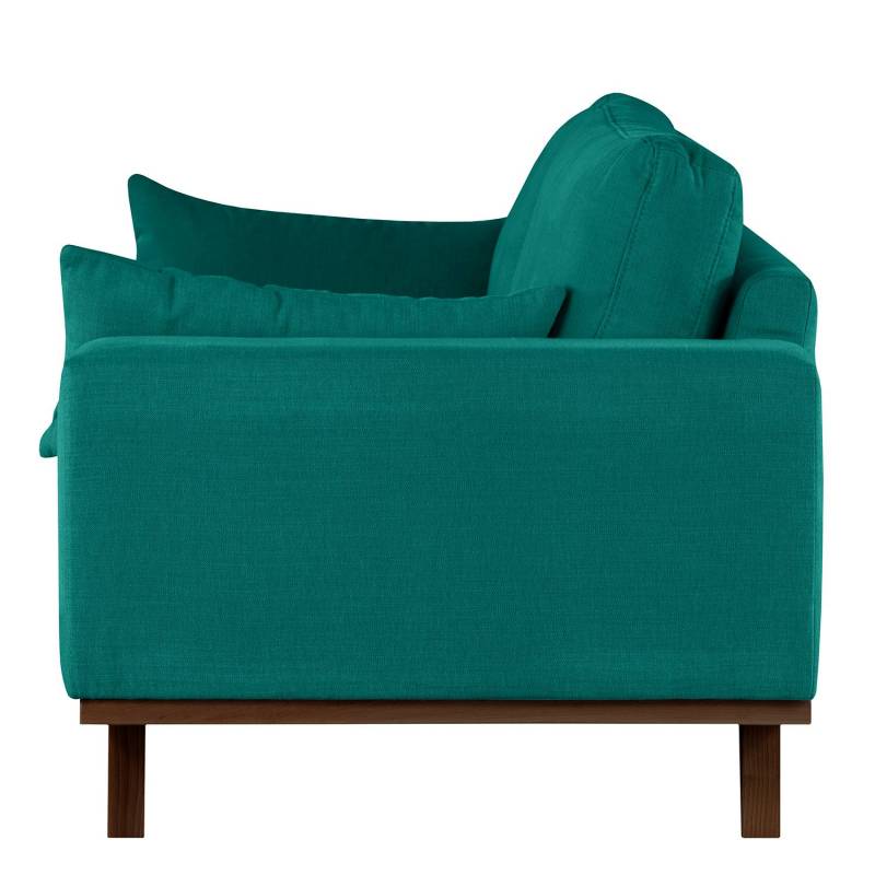 home24 2-Sitzer Sofa Blau/Petrol Baumwollstoff Vele 197 x 81 x 88cm Buche Dunkel Retro von home24