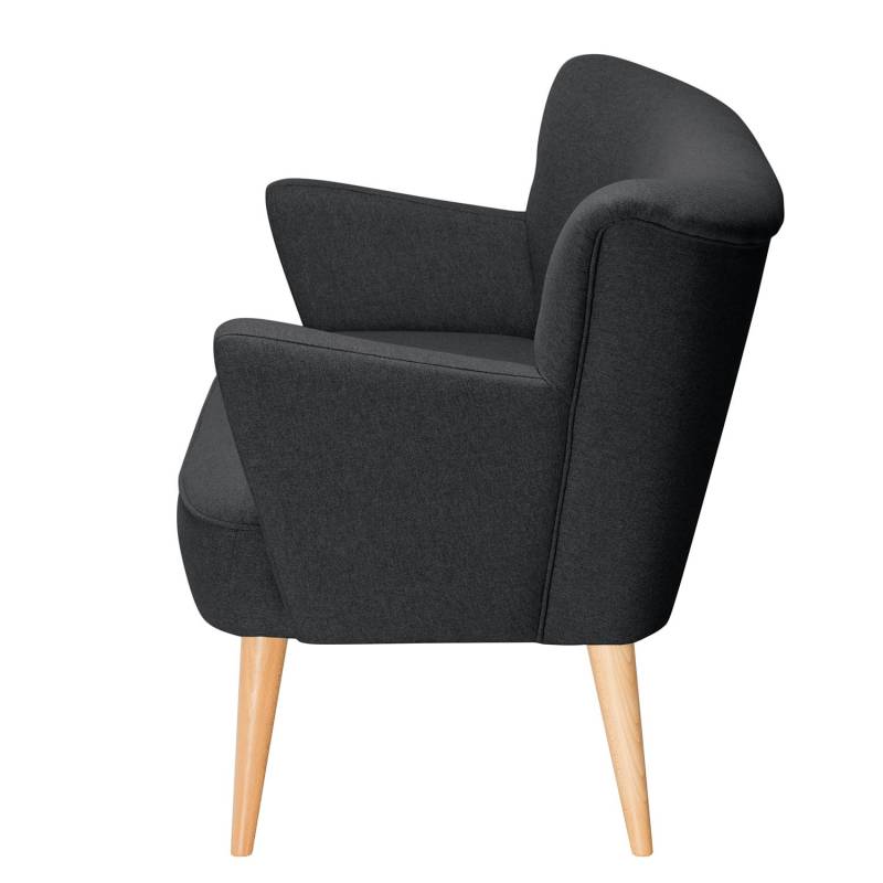 home24 2-Sitzer Sofa mit Armlehnen Grau/Anthrazit Webstoff Hanabi 124 x 80 x 64cm Skandi von home24