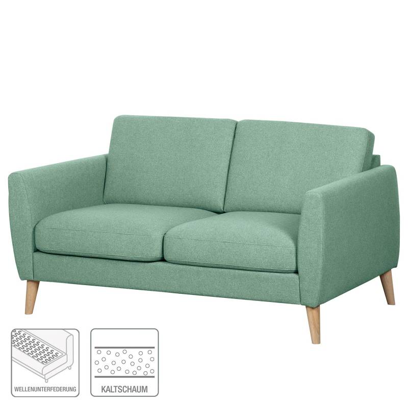 home24 Sofa Kustavi 2 -Sitzer Grün/Mintgrün Strukturstoff 160 x 80 x 86cm Skandi von home24