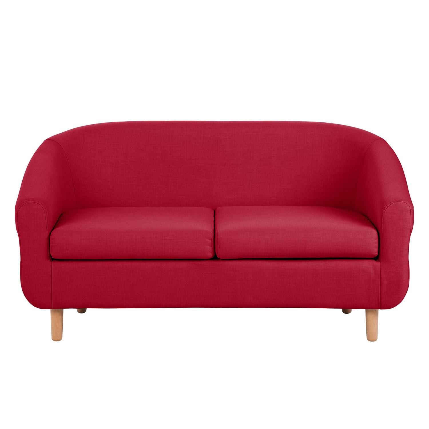 home24 Sofa Little 2-Sitzer Rot/Rot Webstoff 140 x 74 x 74cm Skandi von home24