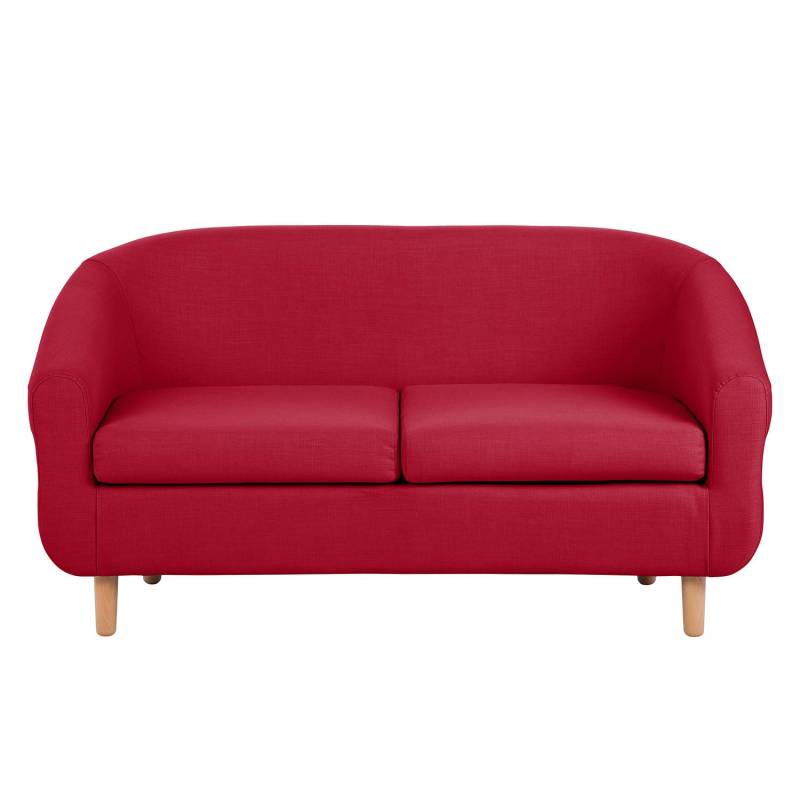 home24 Sofa Little 2-Sitzer Rot/Rot Webstoff 140 x 74 x 74cm Skandi von home24