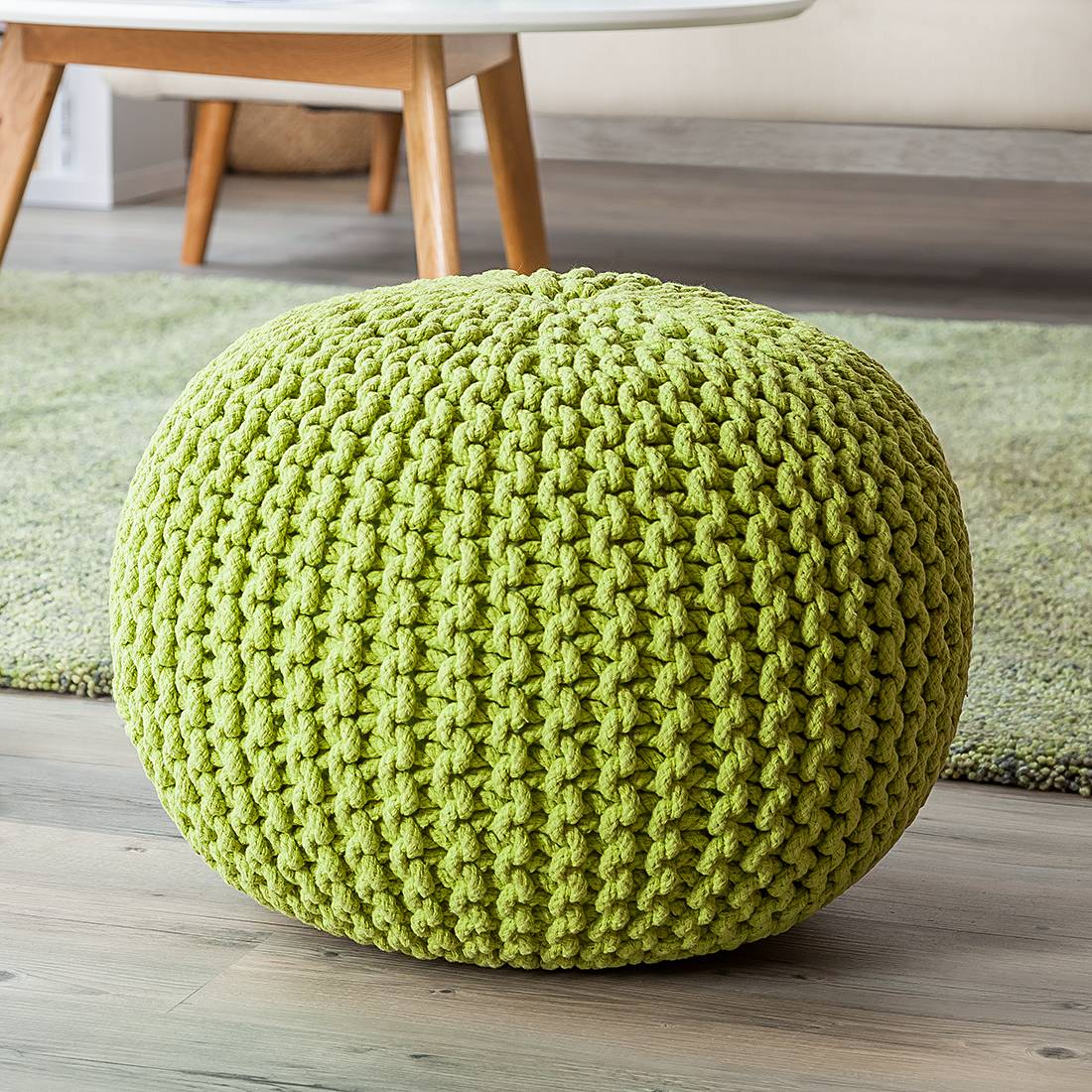 Mørteens Strickpouf Stockholm Kiwi Webstoff 55x37x55 cm (BxHxT) Skandi von Norrwood