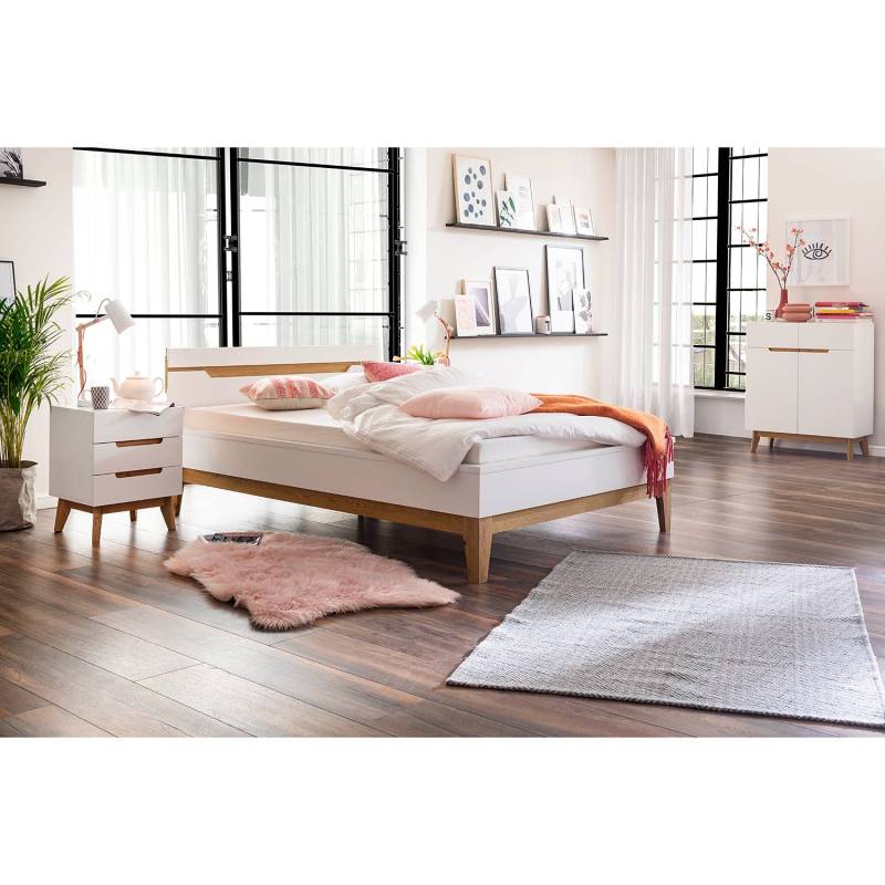 home24 Nachtkommode Tenabo mit 3 Schubladen 48 x 60 x 40cm Weiß von home24