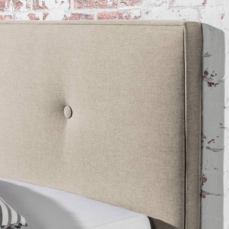home24 Polsterbett Alnarp Strukturstoff 200 x 200cm Bezug: Strukturstoff Füße: Massivholz Buche, geölt Beige/Kaschmir mit Lattenrost von home24