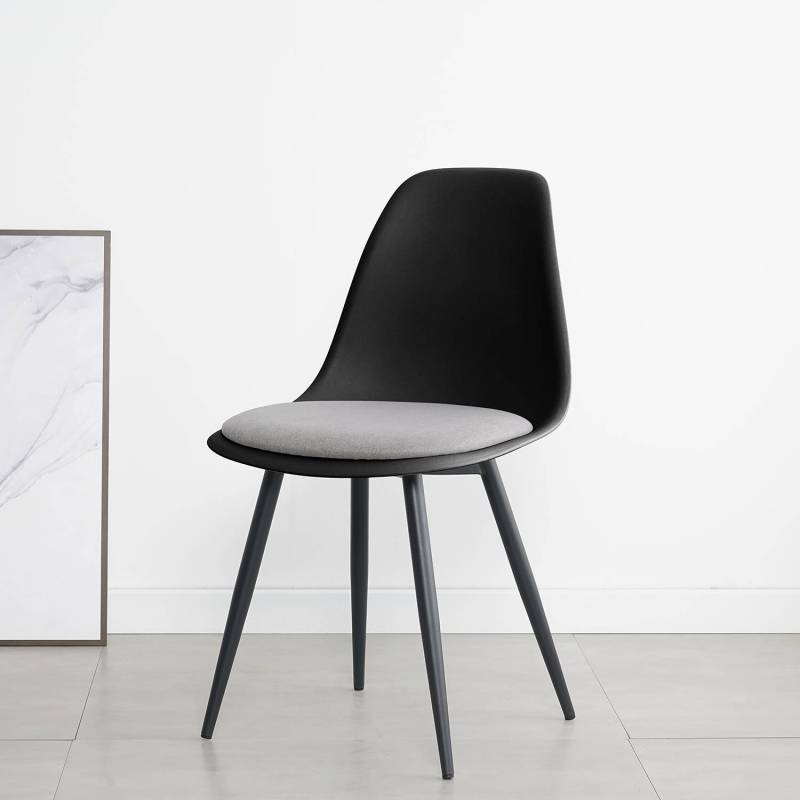 home24 Polsterstuhl Annaba 2er-Set 48 x 80 x 52cm Schwarz/Schwarz von home24
