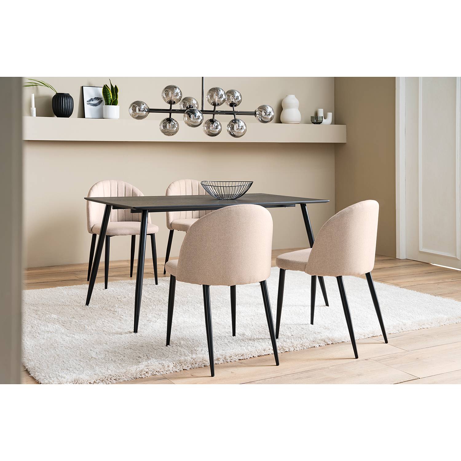 home24 Polsterstuhl V 2er-Set 49 x 81 x 51cm Beige/Beige von home24