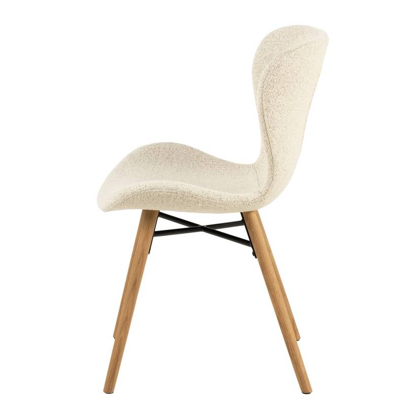 home24 Polsterstuhl 47 x 83 x 53cm Bouclé Stoff Moena: Creme Beige Eiche Hell 2er Set von home24