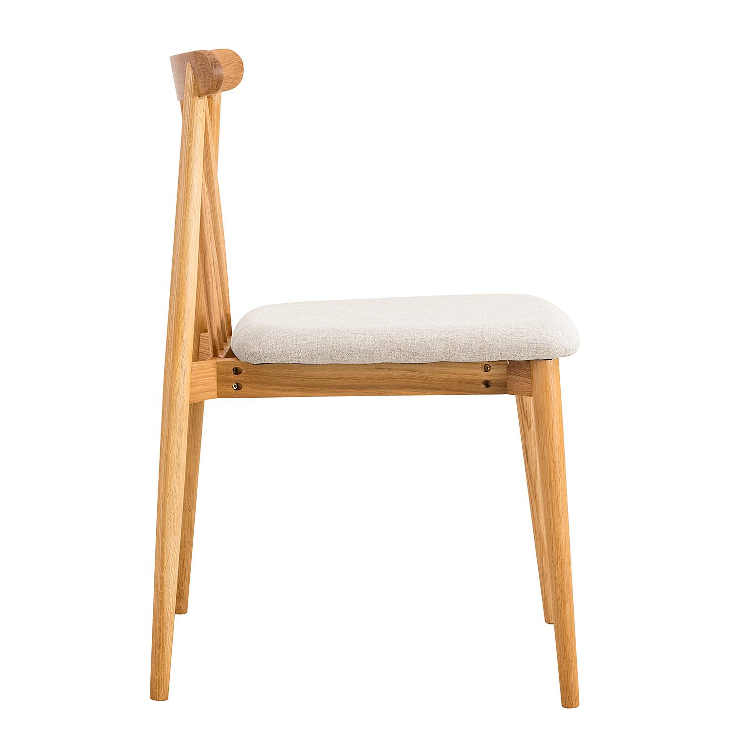 home24 Polsterstuhl Terebun 2er-Set 48 x 77 x 53cm Gelb/Beige/Eiche Eiche Hell von home24
