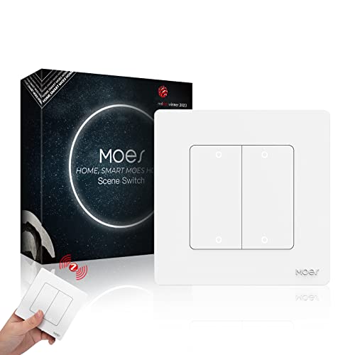 MOES Smart Zigbee Schalter,12 Scene Funkschalter ohne Installation,Fernschalter MOES ZigBee Hub erforderlich, Smart Life/Tuya APP(4 gang Batterie enthalten) von MoesGo