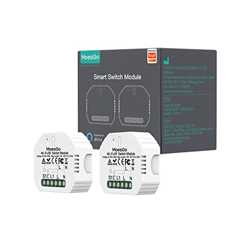 MoesGo Wlan 2.4GHz Smart Alexa Lichtschalter Unterputz Funk Relais, Wireless RF433 Light Switch Modul, Kompatibel mit Smart Life Tuya App, Alexa und Google Home, 1/2 Weg【Neutralleiter erforderlich】 MoesGo Wlan 2.4GHz Smart Alexa Lichtschalter Unterputz Funk Relais, Wireless RF433 Light Switch Modul, Kompatibel mit Smart Life Tuya App, Alexa und Google Home, 1/2 Weg【Neutralleiter erforderlich】 von MoesGo