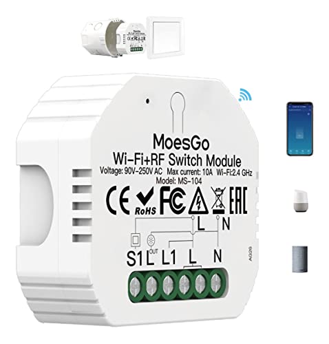 MoesGo WLAN 2.4GHz Smart Alexa Lichtschalter Unterputz Funk Relais,Wireless RF433 Light Switch Modul, Kompatibel mit Smart Life Tuya App, Alexa und Google Home, 1/2 Weg【Neutralleiter erforderlich】 MoesGo WLAN 2.4GHz Smart Alexa Lichtschalter Unterputz Funk Relais,Wireless RF433 Light Switch Modul, Kompatibel mit Smart Life Tuya App, Alexa und Google Home, 1/2 Weg【Neutralleiter erforderlich】 von MoesGo