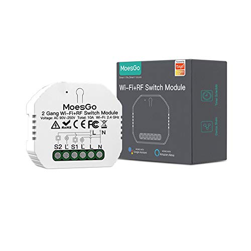 MoesGo Wlan 2.4GHz Smart Alexa Lichtschalter Unterputz Funk Relais, Wireless RF433 Light Switch Modul, Kompatibel mit Smart Life Tuya App, Alexa und Google Home, 1/2 Weg【Neutralleiter erforderlich】 MoesGo Wlan 2.4GHz Smart Alexa Lichtschalter Unterputz Funk Relais, Wireless RF433 Light Switch Modul, Kompatibel mit Smart Life Tuya App, Alexa und Google Home, 1/2 Weg【Neutralleiter erforderlich】 von MoesGo