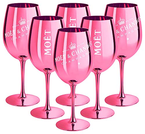 6 x Moet & Chandon Champagnerglas Pink (Limited Edition) Ibiza Imperial Glas Rose Champagner-Glas Dunkelpink Gläser (6 Stück) von Moët & Chandon
