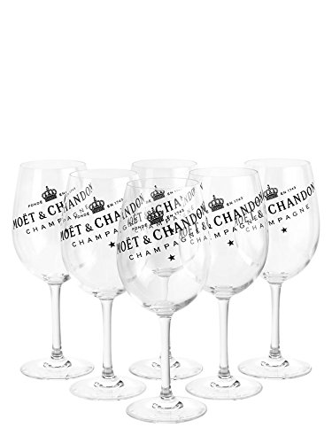 6 x Moët & Chandon Champagner Glas Gläser Set Ice Imperial Echtglas klar mit schwarzem Schriftzug (6 Stück) von Moët & Chandon