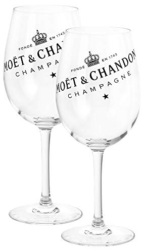 Moët & Chandon 2er Set Champagner Glas Gläser Ice Imperial Echtglas klar mit schwarzem Schriftzug von Moët & Chandon