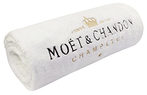 Moet & Chandon Ice Imperial Flauschig weisses Strandlaken Badetuch Duschtuch Strandtuch 180x100 cm Champagner Sommer Urlaub Accessoire mit Aufbewahrungsbeutel von Moët & Chandon