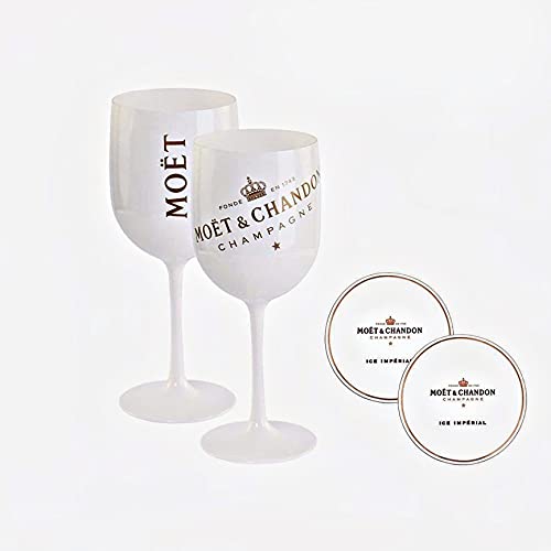 Original Moët & Chandon Glas Champagnerglas Set aus echtem Acrylglas inkl. Moët Untersetzer von Moët&Chandon