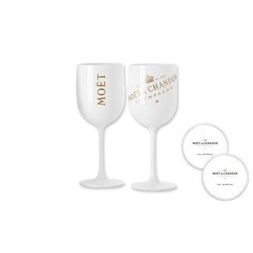 Moët & Chandon Glas Ice Imperial Champagnergläser aus Acryl 450ml inkl Untersetzer von Moët