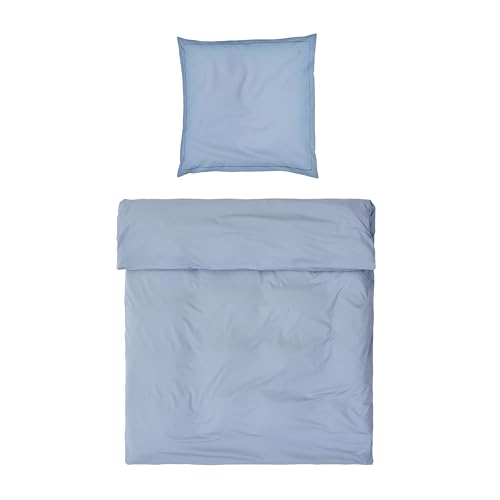 MÖVE Luxury Bettwäsche-Set 155x220 cm + 80x80 cm aus 100% Baumwolle, Light Blue von Möve