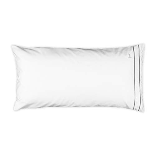 MÖVE Noblesse Kopfkissenbezug 80 x 40 cm aus 100% Supima-Baumwolle, white/grey von Möve