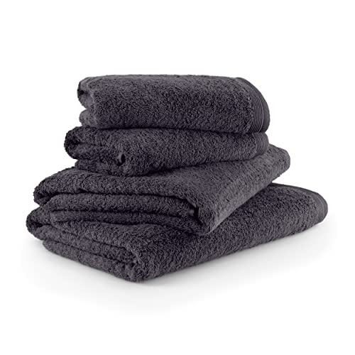 möve Superwuschel Handtuch-Set, 2 Duschtücher 80 x 150 cm & 2 Handtücher 50 x 100 cm, Made in Germany, 100% Baumwolle, Dark Grey von Möve