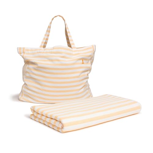 Möve Beach Set bestehend aus Strandtasche und Decke 180 x 150 cm aus 100% Baumwolle, Snow/Gold von Möve