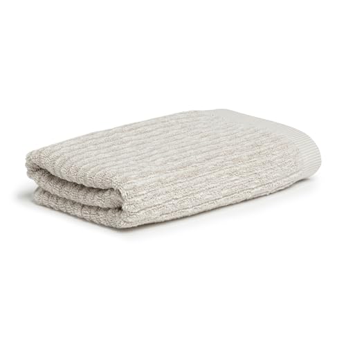 Möve Brooklyn Pinstripe Handtuch 50 x 100 cm aus 85% Baumwolle / 10% Viskose / 5% Leinen, Nature/Cashmere von Möve