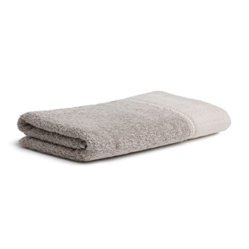 möve Brooklyn Duschtuch Uni mit Fischgratbordüre 80 x 150 cm aus 85 % Baumwolle / 10 % Viskose aus Bambus-Zellstoff / 5 % Leinen, cashmere von Möve