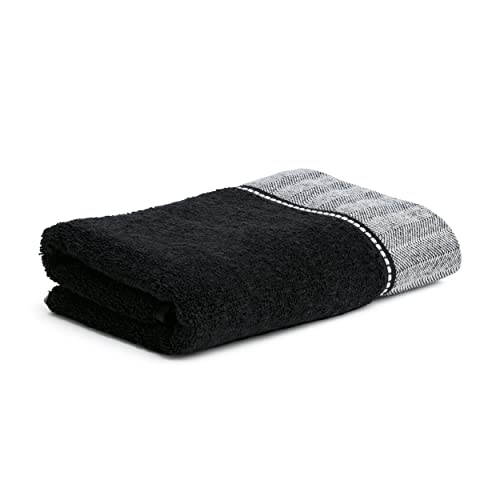 möve Brooklyn Handtuch Uni mit Fischgratbordüre 50 x 100 cm aus 85 % Baumwolle / 10 % Viskose aus Bambus-Zellstoff / 5 % Leinen, black möve Brooklyn Handtuch Uni mit Fischgratbordüre 50 x 100 cm aus 85 % Baumwolle / 10 % Viskose aus Bambus-Zellstoff / 5 % Leinen, black von Möve