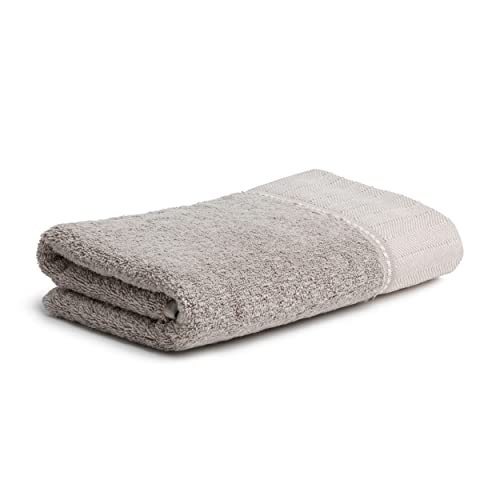 möve Brooklyn Handtuch Uni mit Fischgratbordüre 50 x 100 cm aus 85 % Baumwolle / 10 % Viskose aus Bambus-Zellstoff / 5 % Leinen, cashmere von Möve