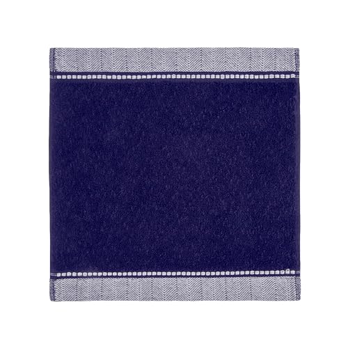 Möve Brooklyn Uni mit Fischgratbordüre Seiftuch 30 x 30 cm aus 85% Baumwolle / 10% Viskose / 5% Leinen, deep sea von Möve