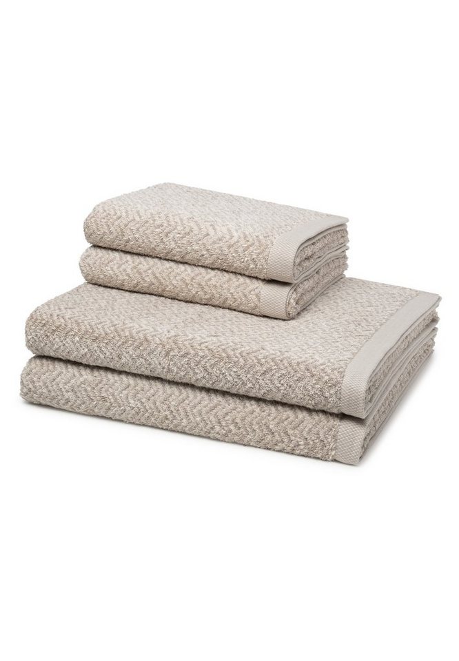 Möve Handtuch Set Brooklyn Fischgrat, Baumwolle (Spar-Set, 4-St), 2 X Handtuch 2 X Duschtuch - im Set - Baumwolle - Weicher Materialmix von Möve
