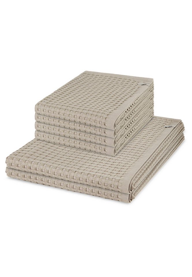 Möve Handtuch Set Piquee, Waffel-Pique (Spar-Set, 6-St), 4 X Handtuch 2 X Duschtuch im Set - Baumwolle - Saugstark von Möve
