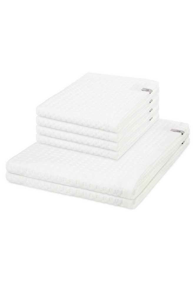 Möve Handtuch Set Piquee, Waffel-Pique (Spar-Set, 6-St), 4 X Handtuch 2 X Duschtuch im Set - Baumwolle - Saugstark von Möve