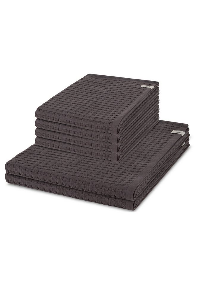 Möve Handtuch Set Piquee, Waffel-Pique (Spar-Set, 6-St), 4 X Handtuch 2 X Duschtuch im Set - Baumwolle - Saugstark von Möve