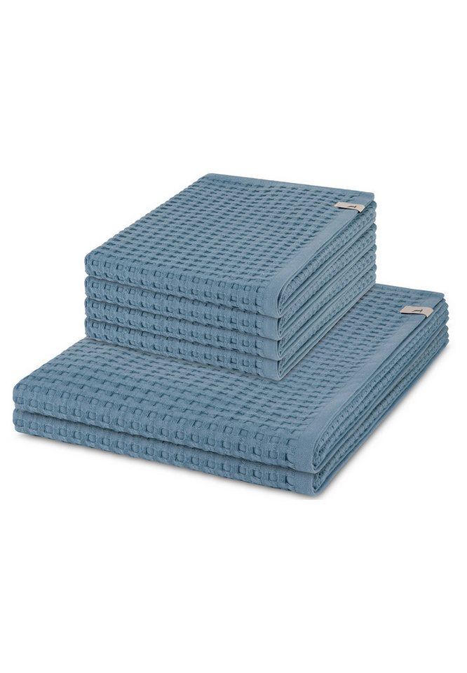 Möve Handtuch Set Piquee, Waffel-Pique (Spar-Set, 6-St), 4 X Handtuch 2 X Duschtuch im Set - Baumwolle - Saugstark von Möve