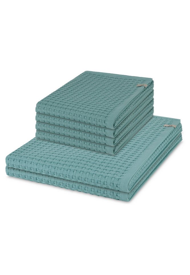 Möve Handtuch Set Piquee, Waffel-Pique (Spar-Set, 6-St), 4 X Handtuch 2 X Duschtuch im Set - Baumwolle - Saugstark von Möve