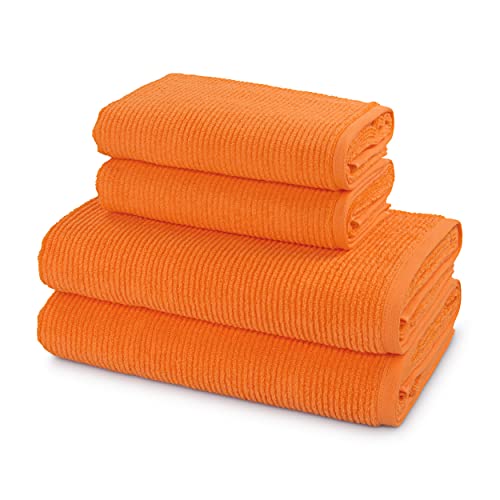 Möve Handtuchset Elements Handtücher - 2X 50x100 cm & 2X 67x140 cm, 100% Baumwolle, orange von Möve