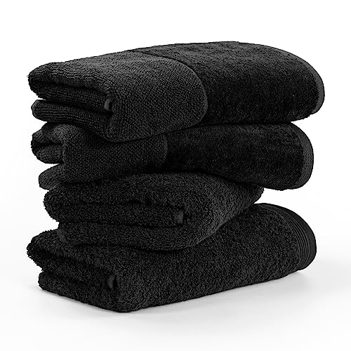 Möve Handtuchset Premium-Set Handtücher - 4X 50x100 cm, 100% Baumwolle, schwarz von Möve